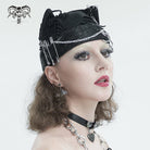DEVIL FASHION Women's Gothic Ripped Hat with Chain