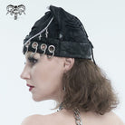 DEVIL FASHION Women's Gothic Ripped Hat with Chain