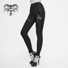Women's Gothic Ripped Leggings With Rivets