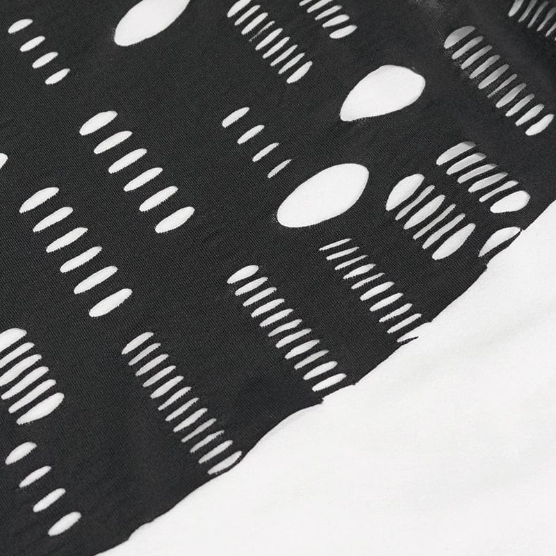 DEVIL FASHION Women's Gothic Ripped Split Halterneck Shirt