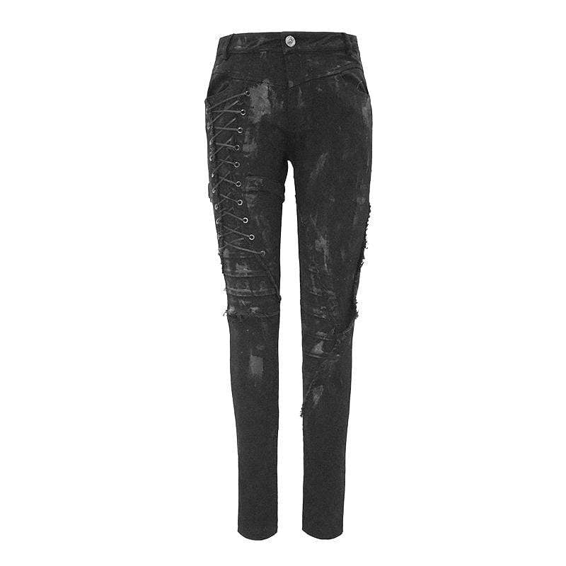 Women's Gothic Ropes Frayed Slim Long Pants