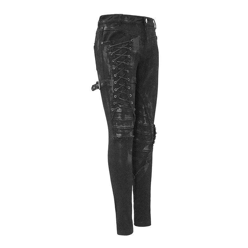 Women's Gothic Ropes Frayed Slim Long Pants