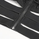 DEVIL FASHION Women's Gothic Ruched Strap Splice Mesh Shirt