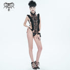 DEVIL FASHION Women's Gothic Ruffled Lace Lingerie Bodysuit