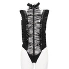 DEVIL FASHION Women's Gothic Ruffled Lace Lingerie Bodysuit