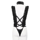 DEVIL FASHION Women's Gothic Ruffled Lace Lingerie Bodysuit