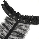 DEVIL FASHION Women's Gothic Ruffled Lace Lingerie Bodysuit