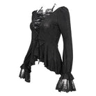 DEVIL FASHION Women's Gothic Ruffled Lace Splice Shirt