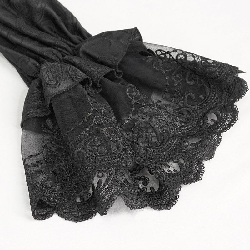 DEVIL FASHION Women's Gothic Ruffled Lace Splice Shirt