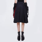 DEVIL FASHION Women's Gothic Side Slit Red Plaid Skirt with Strap