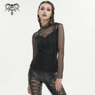 DEVIL FASHION Women's Gothic Skulls Mesh Splice Shirt