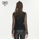 DEVIL FASHION Women's Gothic Skulls Mesh Splice Shirt