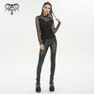 DEVIL FASHION Women's Gothic Skulls Mesh Splice Shirt