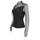 DEVIL FASHION Women's Gothic Skulls Mesh Splice Shirt