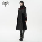 DEVIL FASHION Women's Gothic Stand Collar Floral Embroidered Coat Black