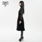 DEVIL FASHION Women's Gothic Stand Collar Floral Embroidered Coat Black