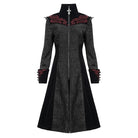 DEVIL FASHION Women's Gothic Stand Collar Floral Embroidered Coat Black