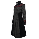 DEVIL FASHION Women's Gothic Stand Collar Floral Embroidered Coat Black