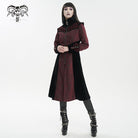 DEVIL FASHION Women's Gothic Stand Collar Floral Embroidered Coat Red