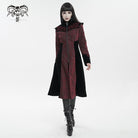 DEVIL FASHION Women's Gothic Stand Collar Floral Embroidered Coat Red
