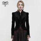 DEVIL FASHION Women's Gothic Stand Collar Floral Embroidered Jacket