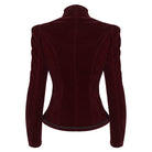 DEVIL FASHION Women's Gothic Stand Collar Floral Embroidered Jacket Red