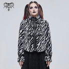 Women's Gothic Stand Collar Zebra-stripe Buckles Jacket