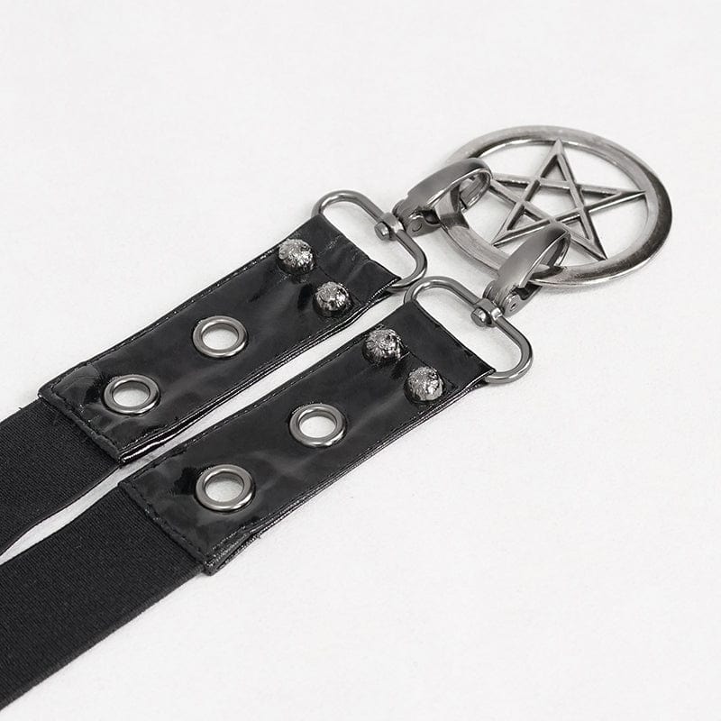 DEVIL FASHION Women's Gothic Star Double-layer Faux Leather Belt