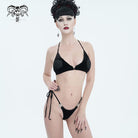 DEVIL FASHION Women's Gothic Star Tie Side Bikini