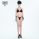 DEVIL FASHION Women's Gothic Star Tie Side Bikini Wine Red