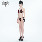 DEVIL FASHION Women's Gothic Star Tie Side Bikini Wine Red