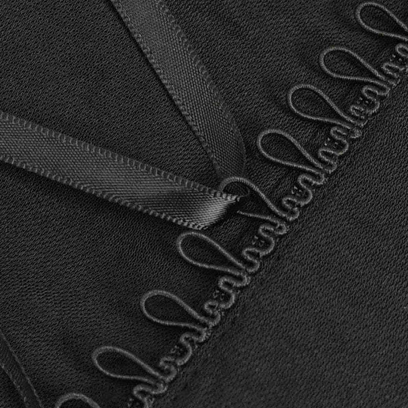 DEVIL FASHION Women's Gothic Strappy Floral Embroidered Ruffled Vest