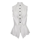 DEVIL FASHION Women's Gothic Strappy Floral Embroidered Ruffled White Vest
