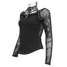 DEVIL FASHION Women's Gothic Strappy Halterneck Mesh Shirt