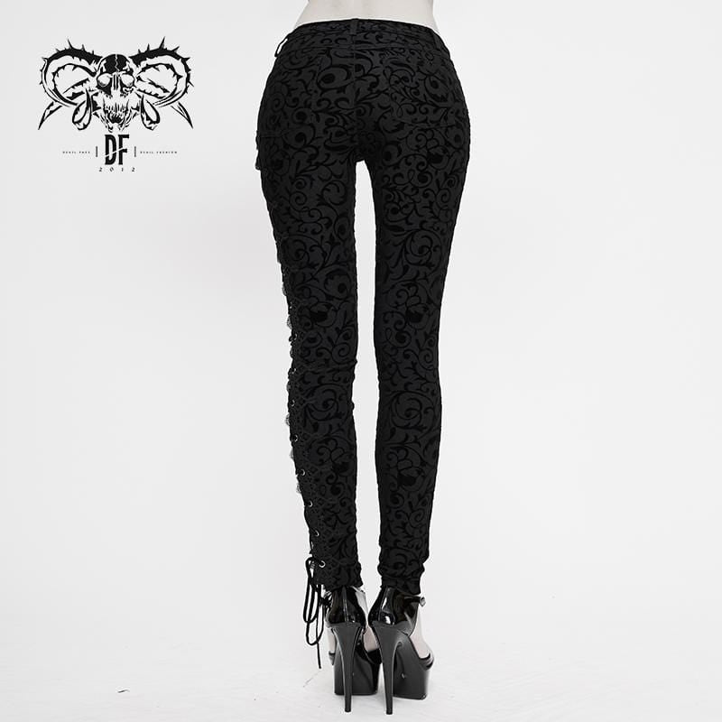 Women's Gothic Strappy Jacquard Leggings