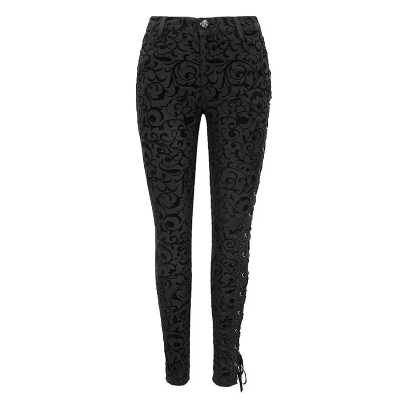 Women's Gothic Strappy Jacquard Leggings