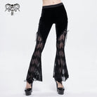 DEVIL FASHION Women's Gothic Strappy Lace Splice Flared Leggings