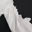 DEVIL FASHION Women's Gothic Strappy Off Shoulder Lace Hem White Shirt