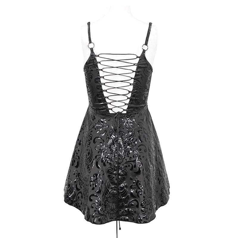 DEVIL FASHION Women's Gothic Strappy Plunging Slip Dress