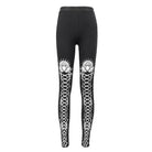 DEVIL FASHION Women's Gothic Strappy Printed Leggings White