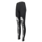 DEVIL FASHION Women's Gothic Strappy Printed Leggings White