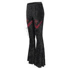 DEVIL FASHION Women's Gothic Strappy Splice Ribbed Flared Pants