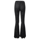 DEVIL FASHION Women's Gothic Strappy Splice Ribbed Flared Pants