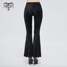 DEVIL FASHION Women's Gothic Strappy Splice Ribbed Flared Pants