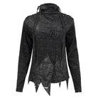 DEVIL FASHION Women's Gothic Strappy Turtleneck Ripped Shirt