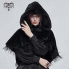 DEVIL FASHION Women's Gothic Strappy Unedged Cloak with Hood Black