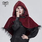 DEVIL FASHION Women's Gothic Strappy Unedged Cloak with Hood Red