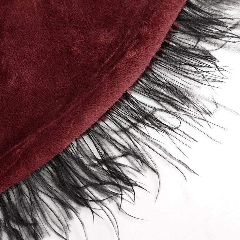 DEVIL FASHION Women's Gothic Strappy Unedged Cloak with Hood Red