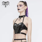 DEVIL FASHION Women's Gothic Studded Faux Leather Sweet Heart Bustiers
