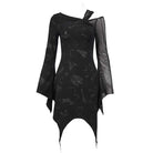 Women's Gothic Toned Horn Sleeved Mesh Splice Dress
